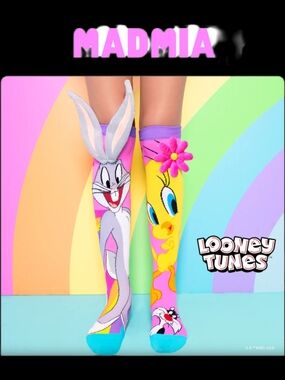 MADMIA Warner Bros. Kids' Bugs Bunny & Tweety Knee-High Socks - Pink & Yellow